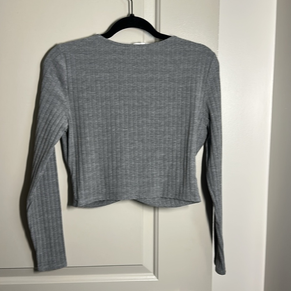 Sophie Rue Gray Ribbed Wrap Top - Picture 4 of 4